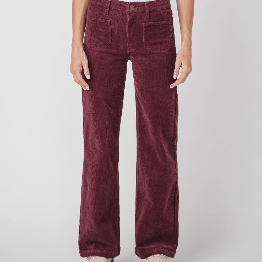 Social Threads JBD Wide Leg Patch Pocket Corduroy Pants Size 27 / Dark Burgund
